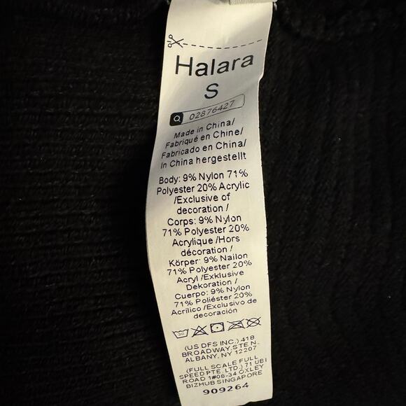 Halara Mock-Neck Long Sleeve Ruffle Hem Sweater Dress Black Size Small - Picture 4 of 4